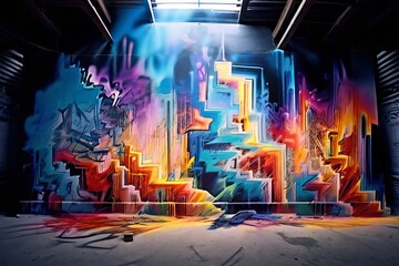 Poster - time lapse graffiti multiple exposures capturing different stage
