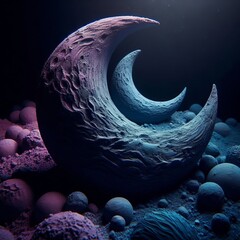 Poster - – Two crescent moons stacked on top of each other showcasing t