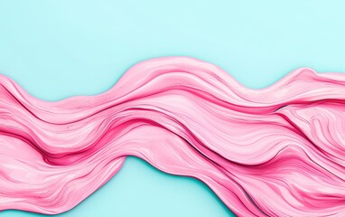 Poster - Abstract waves of pink and blue colors creating a smooth fluid design.