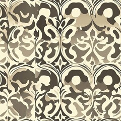 Poster - Abstract Floral Pattern in Beige and Brown Hues