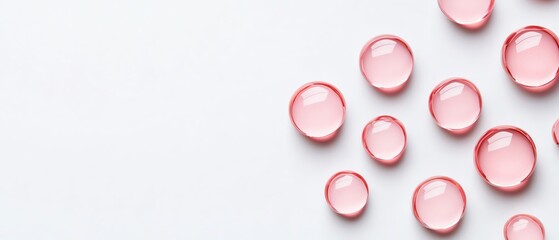 Poster - Pink droplets on a white isolate background, perfect for creative projects.