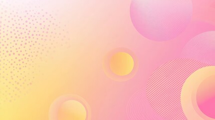 Aufkleber - A trendy, minimalist background in pink and yellow gradient tones with circular elements, creating a modern Memphis-inspired abstract design.