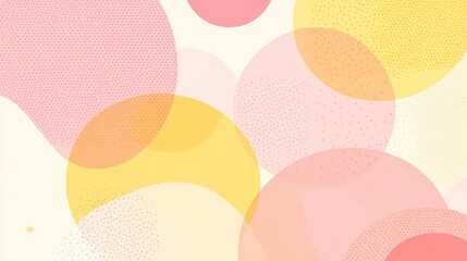 Poster - A vibrant abstract background with soft pink and yellow gradations, minimalist circles, and a trendy Memphis-inspired style for a sleek, modern look