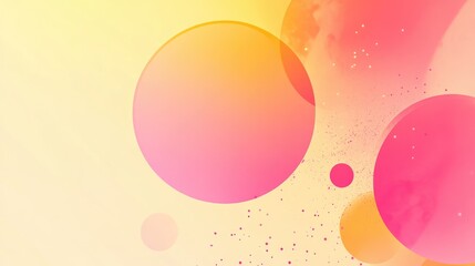 Poster - A vibrant abstract background with soft pink and yellow gradations, minimalist circles, and a trendy Memphis-inspired style for a sleek, modern look
