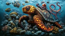 Octopus Riding Turtle Gif Octopus Riding A Sea Turtle Free Stock Photo - Public Domain Pictures