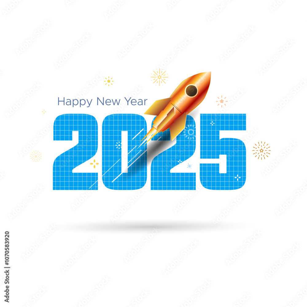 Graph with new year 2025 and rocket arrow icon. Grand growth of ...