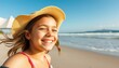 © knewmetawee - Joyful girl smiling at beach summer fun portrait photography sunny day close-up happiness