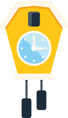Poster - yellow cuckoo clock telling time with pendulum swinging, isolated on white background