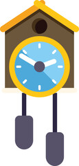 Poster - cuckoo clock showing the time with its hands and swinging pendulum