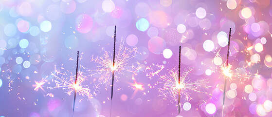 Poster - Capturing glow of sparklers emitting radiant light against dreamy bokeh background creates festive atmosphere