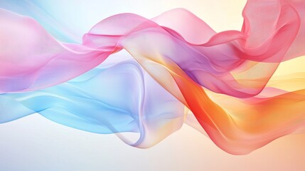 Leinwandbilder - Flowing abstract ribbons in pink, blue, and orange hues against a soft blue background