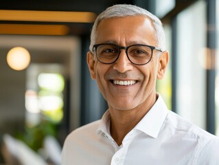 Aufkleber - An Indian or Latino businessman portrait with a blurred background. A good-looking middle-aged executive on a blurred background.