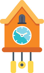 Poster - traditional cuckoo clock showing the current time with its hands and pendulum swinging