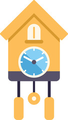 Poster - This vector illustration features a yellow cuckoo clock, showcasing the passage of time