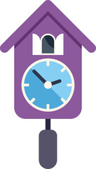 Poster - purple cuckoo clock showing the time on a white background