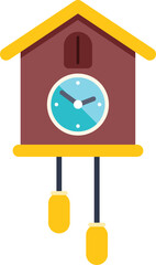 Poster - classic cuckoo clock displaying the time with a swinging pendulum, ideal for concepts related to tim