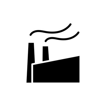 Factory icon black and white vector sign