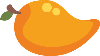Poster - Mango fruit with a green leaf still attached to the branch in a minimalist vector illustration