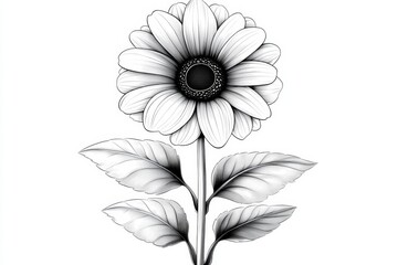 Poster - A simple black line drawing of a single flower, centered on a plain white canvas for a minimalist art feel