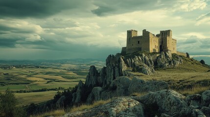 Wall Mural - Loarre Castle stands proudly on a rocky hilltop in Huesca, reflecting Aragon's rich medieval history and stunning landscape