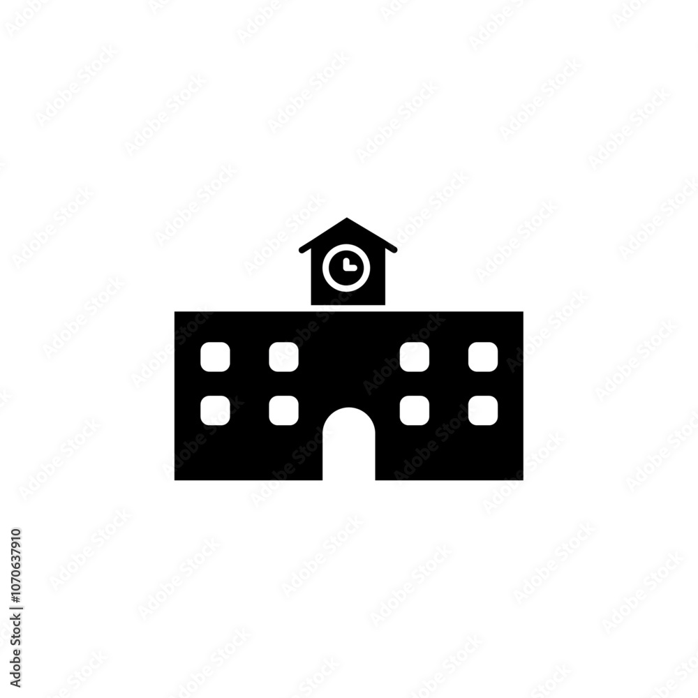 School icon black and white vector sign Stock Vector | Adobe Stock