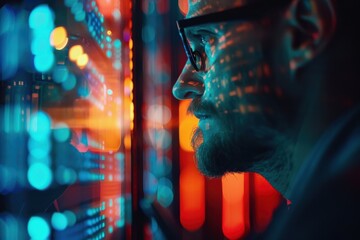 Modern business professional with a laptop in a tech environment, focusing on UX, fintech, and IT. Involvement in coding, technology, data analysis, and cybersecurity