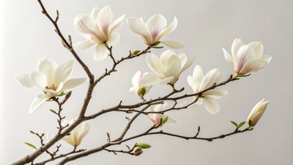 magnolia blossoms on white