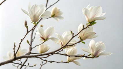magnolia blossoms on white