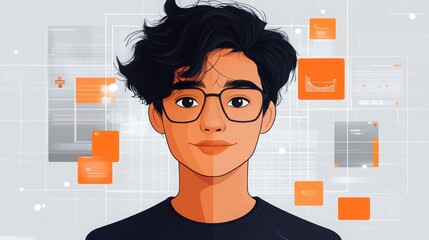 Poster - A mobile app features a talking-head AI avatar during an interactive educational session