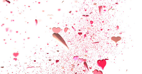 Wall Mural -  Red heart love confettis. Valentine's day falling  PNG