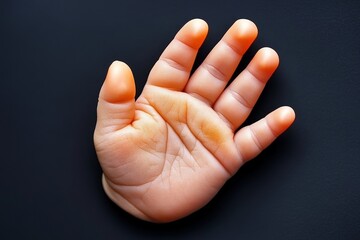 Poster - A hyper-realistic close-up of a babyâ€™s hand, capturing every wrinkle and tiny detail of the skin