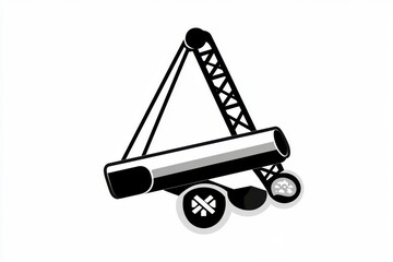 Poster - A minimalist icon of a crane lifting a steel beam, symbolizing construction with clean, simple lines