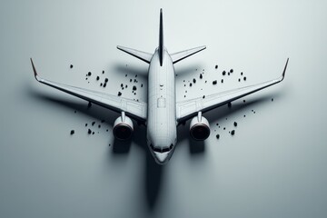 Poster - A minimalist line drawing of an airplane in flight, with simple, clean lines on a plain white background
