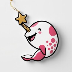 Canvas Print - Cute Narwhal Star Ornament Illustration Design