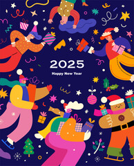 Wall Mural - 2025 new year holiday illustration. vector greeting illustration happy new year