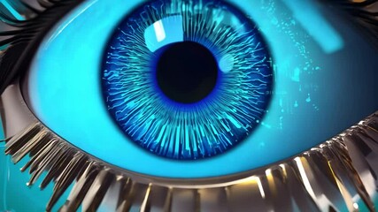 Poster - Technology and science concept with cyber eye and circuit board depicting development of artificial intelligence or ai