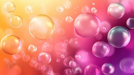 Poster - Colorful soap bubbles floating against a vibrant gradient background.