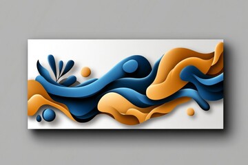 Poster - Illustrated banner with abstract shapes and soft colors on a white background, creating a clean, modern look