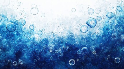 Poster - Abstract underwater bubbles creating a soothing blue gradient with a sense of tranquility and movement.