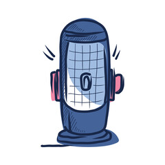 Aufkleber - Microphone stand in flat design. Mic for podcast recording in studio. Vector illustration isolated.