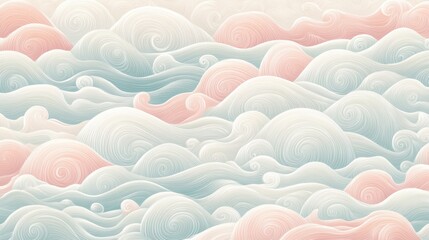 Poster - swirling pastel clouds create a dreamy, serene atmosphere with soft hues of pink and blue.
