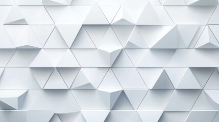 Poster - Abstract white geometric pattern with three-dimensional triangular shapes creating a modern, sleek design.