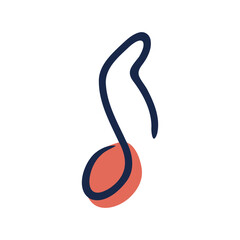 Aufkleber - Music note in flat design. Musical audio and sound symbol in doodle shape. Vector illustration isolated.