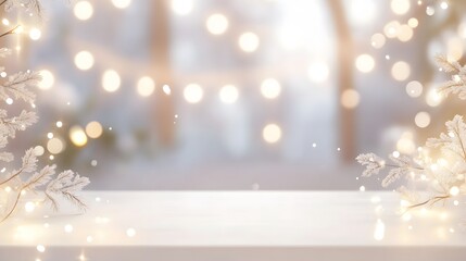 Snowy Christmas and New Year Background with Festive Glow.