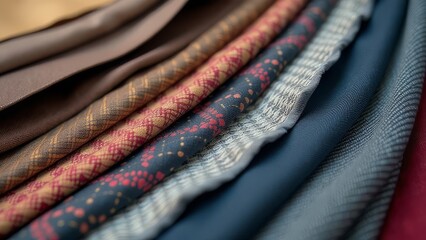 Poster - A row of different colored fabrics, including blue, pink, and white