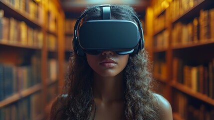 Poster - Virtual legal consultants assist clients using advanced technology in a modern library setting
