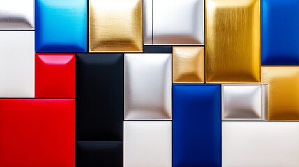 Aufkleber - Abstract Color Blocks with Metallic Accents