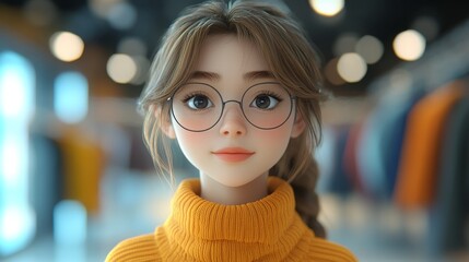 Poster - Engaging AI avatar providing guidance in a modern retail environment