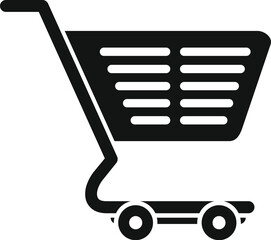 Poster - simple black glyph icon of a shopping cart, symbolizing online shopping and e commerce