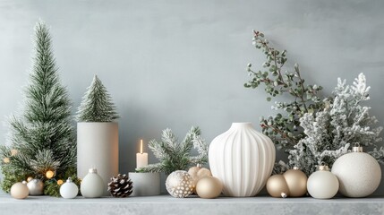 Aufkleber - Modern Christmas design with alternating white stripes and subtle festive details, offering a fresh and sophisticated holiday feel